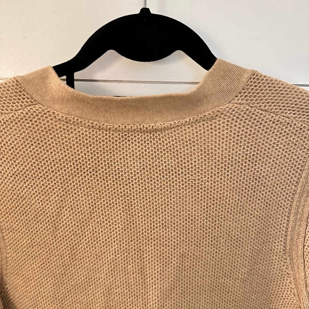 J JILL S Mixed textures tan cable knit classic sophisticated open cardigan - Picture 5 of 14